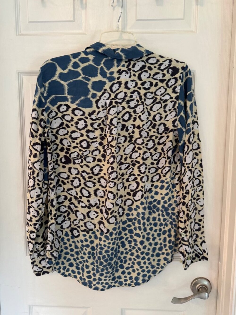 Equipment Femme Silk Button-Down Blouse Animal Leopard Print Multicolor Med Work - Picture 7 of 11